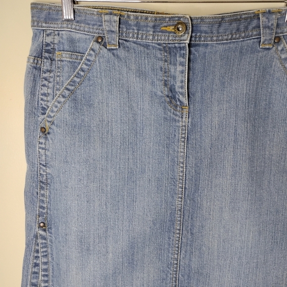 VTG Y2K Tommy Hilfiger Denim Skirt Women’s 10 Low Rise Embroidered Back Pockets - Picture 5 of 10